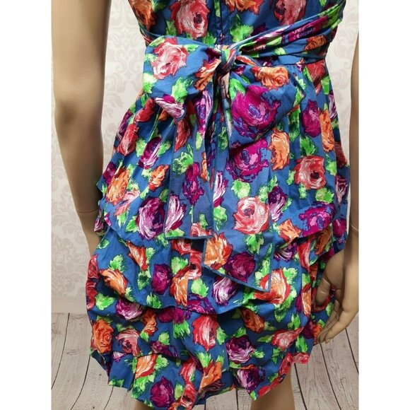 Y2K Floral Mini Bubble Dress Size 4 Vintage 2000s Sleeveless Coquette - Picture 8 of 12